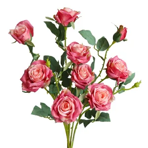 Artificial Rose Flower Bundle Burnt Edge Curled Silk Flowers For Nordic Modern Home Decor Dining Table Floral Arrangement