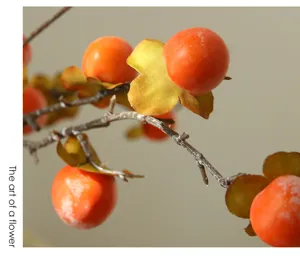 Künstlicher Kaki Zweig Kunstblume Blumengesteck Heimdekoration orange Frucht Stiel