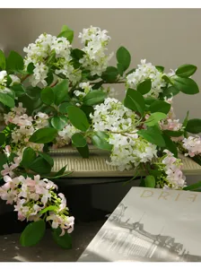 Artificial orange jasmine flower branch for home decor, 78cm fake floral detail shot.