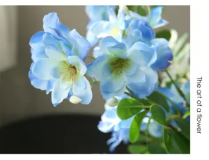 Ramo di fiori di begonia blu artificiale decorazione per la casa stile nordico composizione