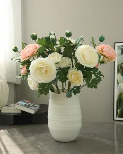 Artificial ranunculus flower bouquet European style home living room decoration fake floral arrangement.