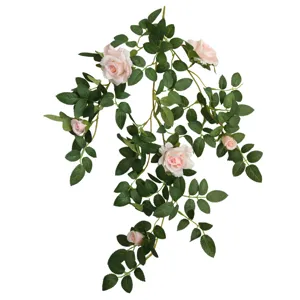 Artificial Rose Vine Silk Flower Garland Hanging Plant For Home Wall Decor Wedding Party Indoor Room Beautification