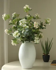 Artificial snowball flower bouquet with white ceramic vase home decor Nordic minimalist floral ornament