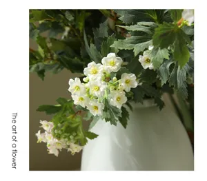 Exquisite artificial flower detail, white snowball floral photography decoration prop.