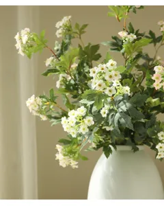 Artificial snow ball flower detail shot, nordic style home decor floral arrangement.