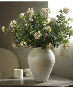 Nordic minimalist artificial snowball flower ceramic vase home decoration ornament set