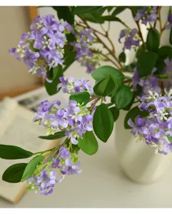 Artificial lilac flower branch purple fake floral decor for home living room vase arrangement detail