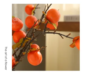 Künstlicher Kaki Zweig Kunstblume Deko Herbst Tischdeko künstliche Früchte Wohnkultur