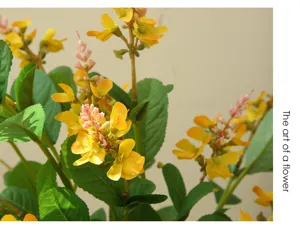 Flor artificial de guisante amarillo rama única decoración hogar arreglo floral accesorio
