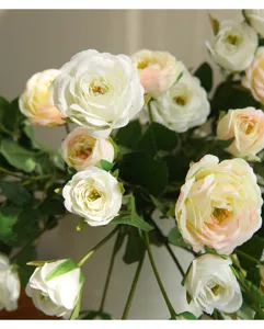 Artificial peony flowers bouquet faux rose home decor detail close up faux floral arrangement