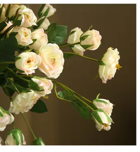 Artificial peony rose flower detail view for home decor and hotel interior floral arrangement.