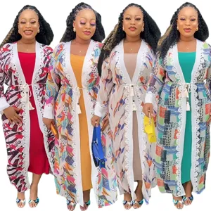 Plus size women two piece cardigan and dress set for summer beach vacation and daily wear.