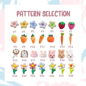 Conjunto de parches de felpa lindos patrón bricolaje dibujo animado flor zanahoria animales