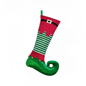Chaussette de lutin de Noël avec cloche à bout bouclé décoration de fête d'arbre cadeau