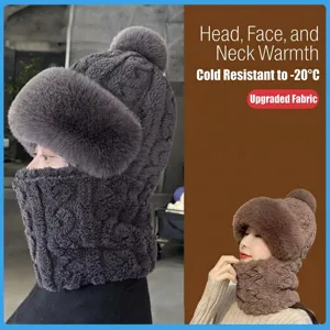 Femme hiver chaud chapeau en peluche coupe-vent cyclisme cagoule oreillettes