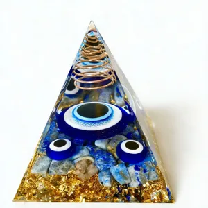 Evil Eye Orgonite Pyramid Resin Craft Healing Crystal Home Decor Interior Ornament Detail
