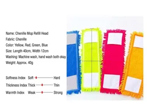 Detailansicht des Chenille-Mop-Ersatzkopfes mit Klettverschluss für eine einfache Handhabung.