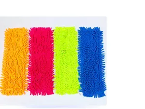 Chenille Flachmopp Ersatzbezuege in mehreren Farben, hochstaubsaugende Bodenreinigungstuecher.