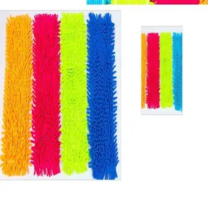 Chenille Flachmopp Ersatzbezug, mehrfarbige Detailansicht für eine sanfte Mikrofaserreinigung.