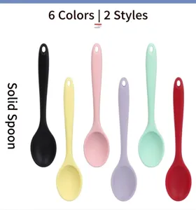 Ensemble de cuillères en silicone cuillères à soupe solides colorées pour cuisine
