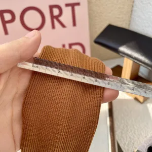 Brown knitted wide headband for women, autumn winter solid color hair hoop, soft elastic hair accessory.