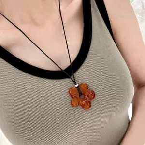 Korean simple flower long necklace high-end niche design hollow petals sweater chain.