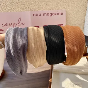 Knitted wide hair band autumn winter solid color headband comfortable elegant hair accessories