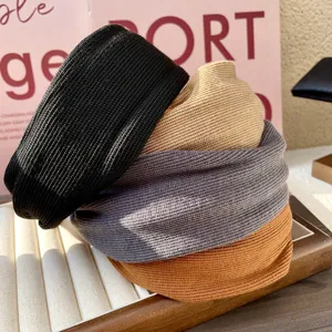 Knitted wide headband autumn winter solid color hair hoop high cranial top hair accessories