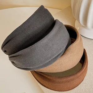 Women Knitted Wide Headband Autumn Winter Solid Color Ribbed Hair Band Daily Casual Hair Accessories Headwear
