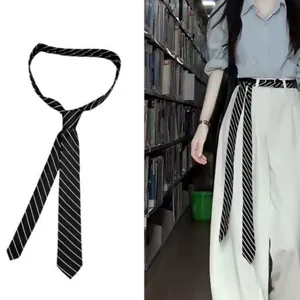 Corbata de rayas de moda para mujer, pañuelo de estilo universitario versátil, accesorio elegante.