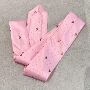 Corbata rosa de lunares con estampado de perro estilo coreano panuelo lindo accesorio de moda