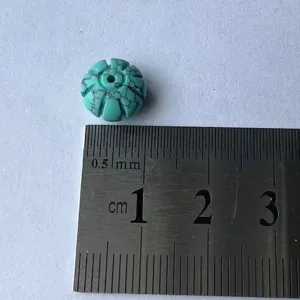 Turquoise melon bead carved loose bead DIY jewelry making component 10mm size reference ruler