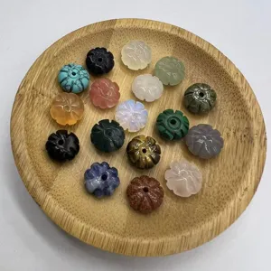 10mm natural stone carved pumpkin bead detail, colorful gemstone loose beads for DIY.