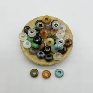 Natural gemstone large hole beads, 6x12mm abacus wheel flat crystal DIY jewelry accessories detail view.