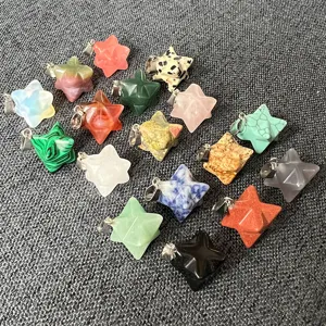 Naturstein Merkaba Davidstern Anhänger Reiki Heilung Kristall Geometrisches Schmuck Halskette Zubehör