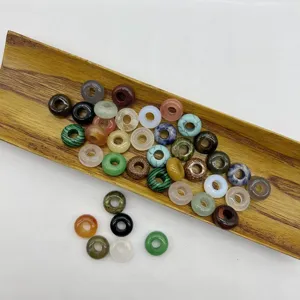 Natural crystal gemstone big hole beads diy jewelry accessories colorful flat abacus beads