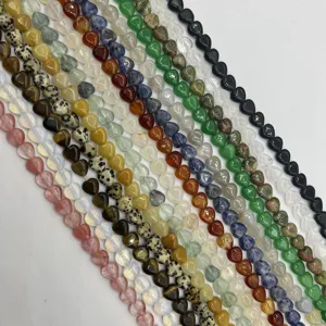 Natural stone heart beads crystal agate charms DIY jewelry making accessories craft