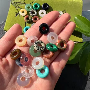 15mm natural gemstone donut beads bulk mix for diy jewelry making bracelets necklaces earrings crafts
