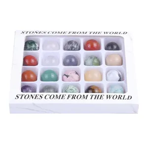 20mm Natural Crystal Stone Spheres Set Mineral Specimen Science Teaching Decor Box
