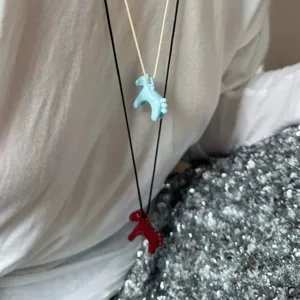 Colorful enamel glaze 3D pony pendant necklace cute childish choker sweater chain jewelry accessory