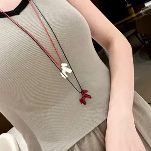 Chic enamel 3D horse pendant necklace rope chain sweater chain fashion jewelry for women