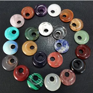 Natural crystal agate semi-precious stone peace buckle DIY jewelry accessories pendant