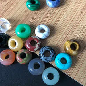 Großes Loch Kristall Achat lose Perlen DIY Schmuckzubehör bunte Donut Edelsteinperlen