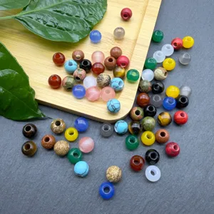 Perle in pietra naturale da 8mm con grande foro per braccialetto fai da te e accessori gioiello