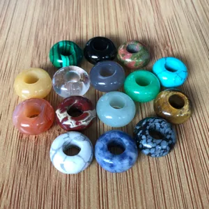 Sortierte Edelstein Kristall Achat Grosse Loch Perlen fuer DIY Schmuck Herstellung Zubehoer