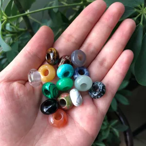 Bunte grosse Loch Kristall Achat Perlen fuer DIY Armbänder Anhänger Haarnadeln.
