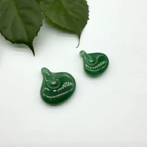 Green jade stone magatama pendant DIY necklace jewelry accessories making craft items new