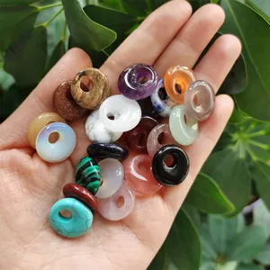 Natural crystal agate semi-precious stone donut pendants for DIY jewelry making accessories.