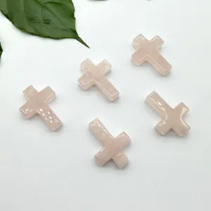 Natuurlijke rozenkwarts kruis hanger edelsteen sieraden maken accessoires deel