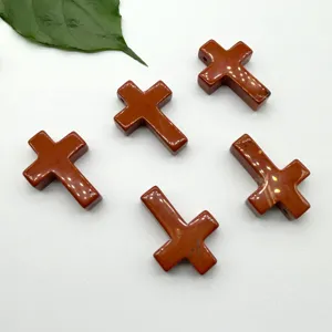 Detail rode jaspis kruis hanger natuurlijk, halfedelsteen horizontale gat DIY sieraden accessoire